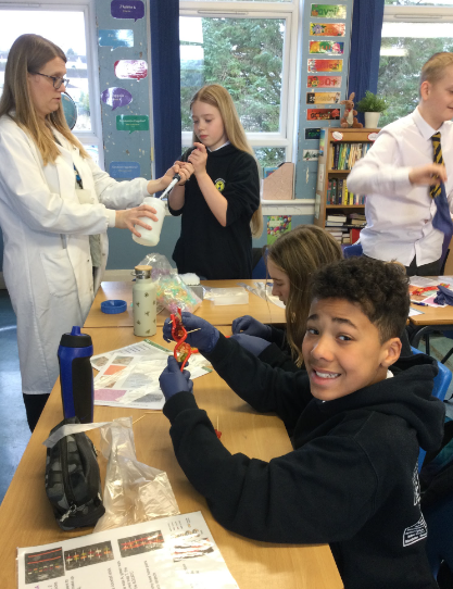 EagleshamPS's tweet photo. Mrs Nicolson visited P7 to tell them about her work as a clinical scientist. They made a model of DNA helix and used some lab equipment.🧬 #EPSSTEM https://t.co/lH83gLU9Uh