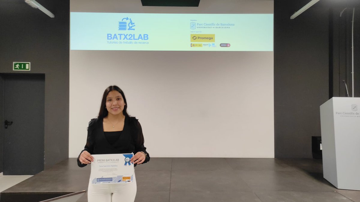 InsJoanot's tweet photo. El Parc Científic de Barcelona atorga un premi a la nostra alumna Sara Gannou Agadou per al seu excel·lent treball de recerca
https://t.co/9wq4BWcgDr
@PCB_UB #Batx2Lab https://t.co/inU3qpfb77