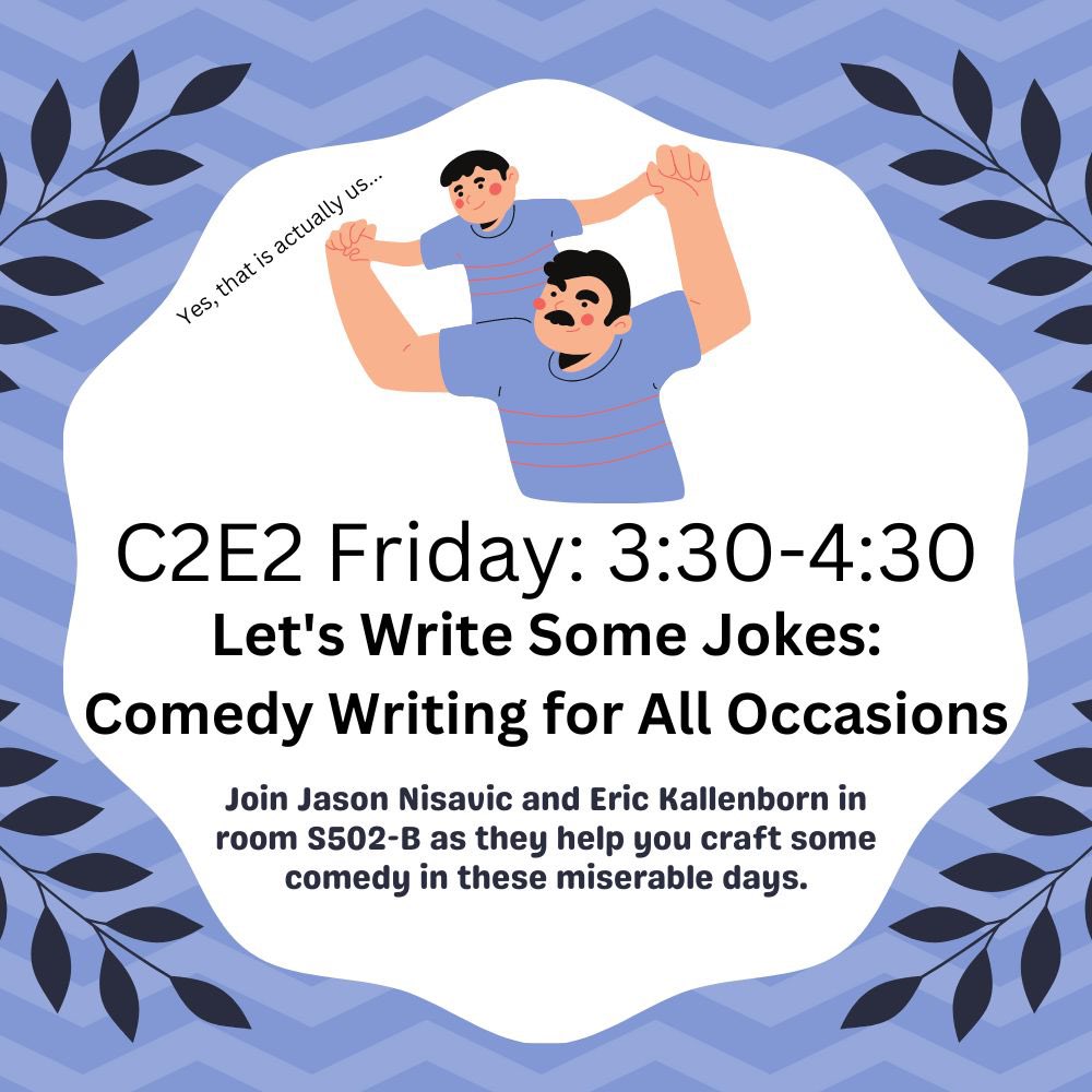 comics_teacher's tweet photo. You ready for this, @c2e2?! #c2e2 

Put it on your calendar, and come laugh with us at this @WeAreLitX panel. https://t.co/LaVJbPkauk