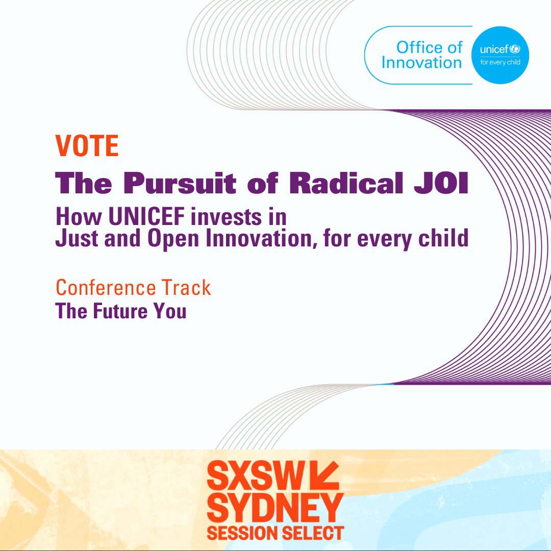 <a href="/UNICEF/">UNICEF</a> <a href="/Accone/">Tanya Accone</a> <a href="/bopercival/">Bo Percival</a> Imagine a digital future that is free, open, inclusive, and secure #ForEveryChild: it can only happen by disrupting traditional #venturecapital. 

Vote to see this <a href="/UNICEF/">UNICEF</a> Venture Fund panel discussion at @sxswsydney: sessionselect.sxswsydney.com/entry/vote/WEy… #opensource