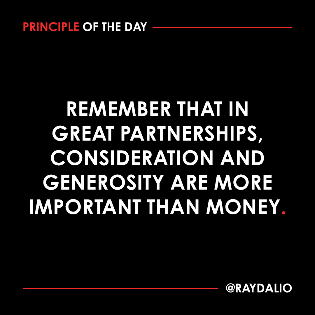 RayDalio's tweet photo. Someone who doesn't have much can be more generous giving a little than a rich person giving a lot. Some people respond to the generosity while others respond to the money. You want the first type with you, and you always want to treat them generously. #principleoftheday https://t.co/58aa4YWQCG