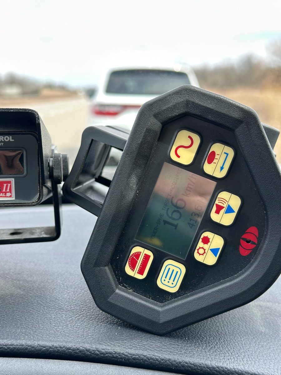 166km/h in a 100km/h zone. Vehicle stopped on #Hwy401 in South Glengarry Township by a member of the Long Sault Time Team. The driver was charged with #StuntDriving, received a 30 day licence suspension and #14DayVehicleImpound. ^ec