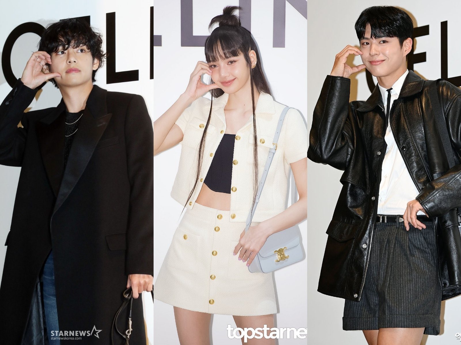 Pop Base on X: BTS' V, BLACKPINK's Lisa and Bogum together at the CELINE  Pop-up store in South Korea.  / X