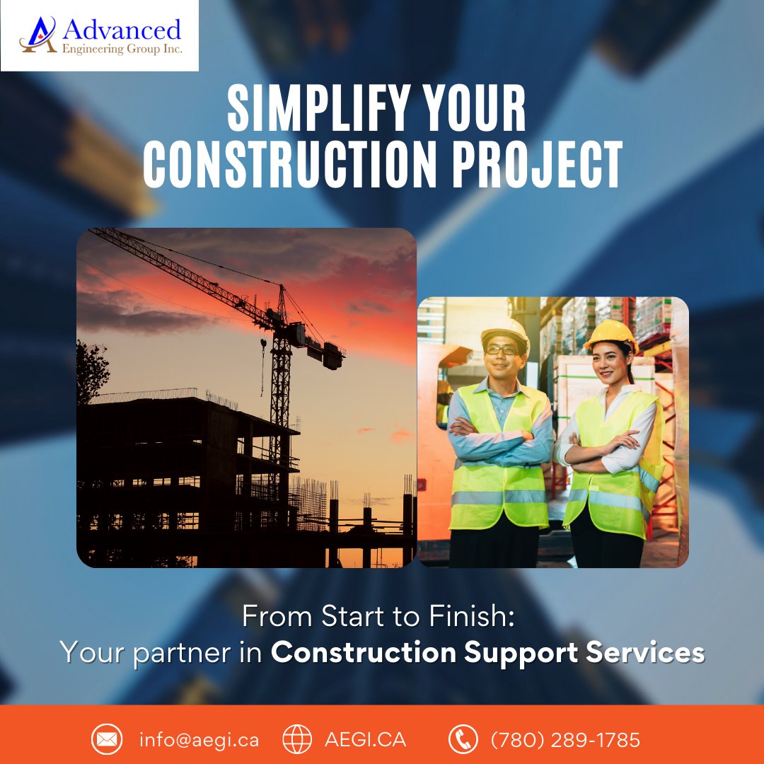 From project management to quality control, AEGI has you covered with our top-notch construction support services. Call us at (780) 289-1785

#AEGI #AEGIyeg #AdvancedEngGroup #constructionexperts #AEGI #EdmontonConstruction #AlbertaBuilders #HireUs #BusinessSuccess
