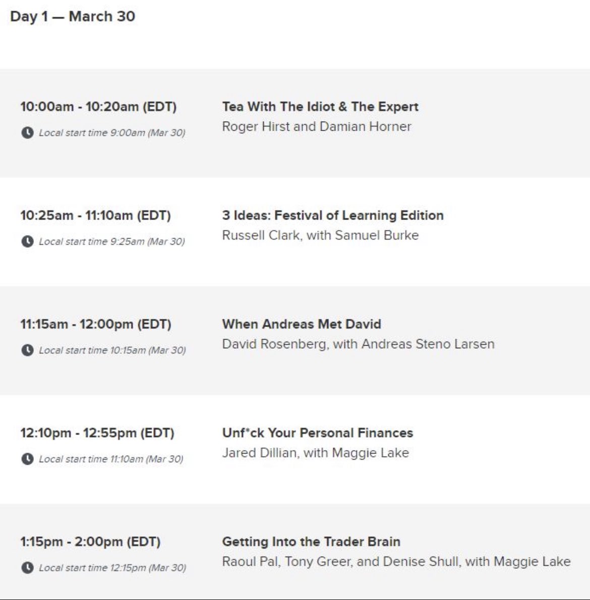 PdxNova's tweet photo. Really jazzed for the @RealVision #FestivalofLearning today because of this line up!! ๐ All access to this awesome #brainvault of knowledge? and it costs no ๐ต๐ถ๐ท๐ด?? ๐คฏ๐คฏ ๐ https://t.co/qe6f8ejY8x https://t.co/eztjCDwRQL