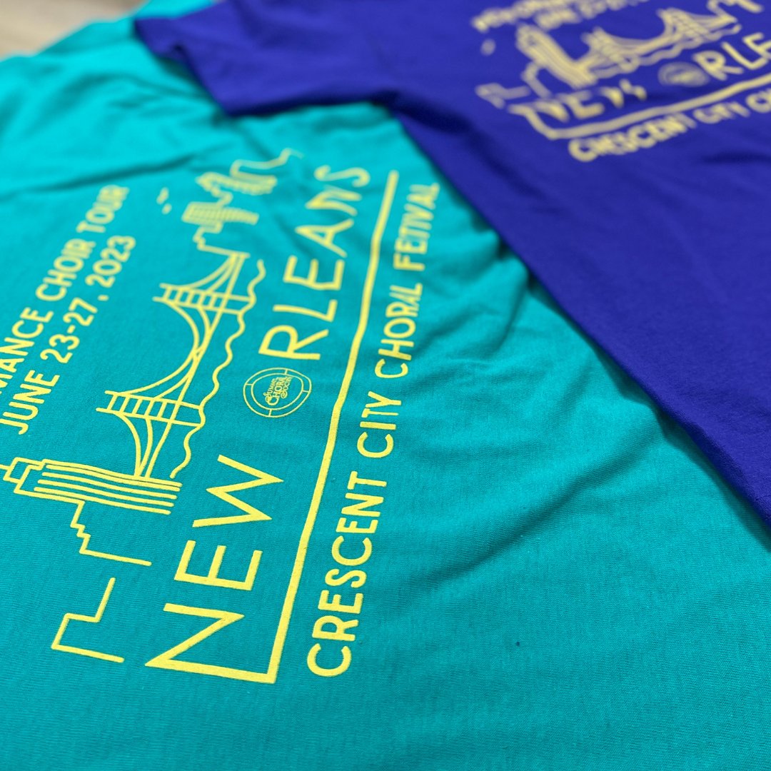 SummitChoral's tweet photo. Our Tour Shirts are IN!💚💜💛
Our Performance Choir ensemble is heading to New Orleans for the 22nd Annual Crescent City Choral Festival this summer!
#performancetour #neworleans #mardigras #neworleanstour #choirtour #choralmusic #choralfestival #crescentcitychoralfestival https://t.co/ooIVgTM6Xt
