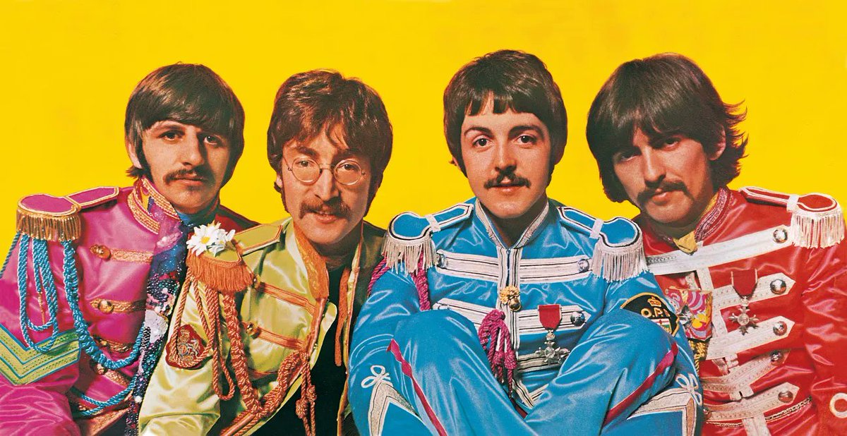 BeatlesEarth's tweet photo. Today in 1967, The Beatles were photographed by Michael Cooper for the Sgt. Pepper's Lonely Heats Club Band album cover and inside gatefold.

The photoshoot produced one of the most iconic album covers in music history. https://t.co/qdUSfqrHjO
