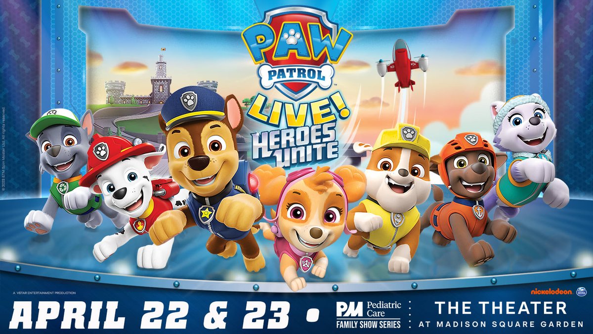 PAW Patrol returns to The Theatre at MSG for PAW Patrol Live! "Heroes Unite" on April 22 &amp; 23. Tickets on sale now! #ad

bit.ly/3Jj3KIK