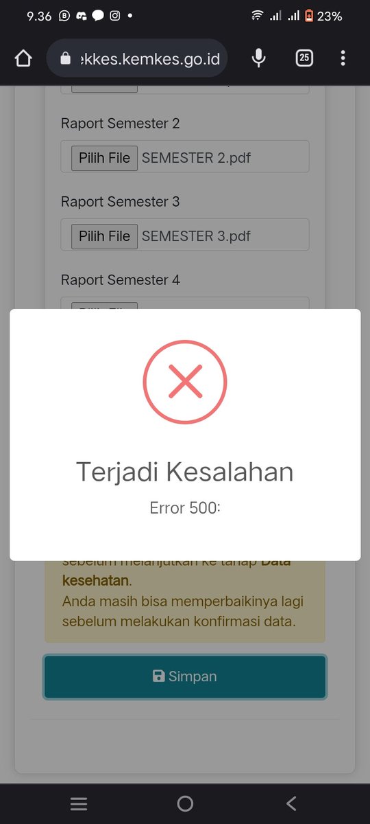 itsnabilabae's tweet photo. Kalian yg daftar SIMAMA Poltekkes, ada yg sama kek gua gini ga😭ini lagi down apa gmana, mau upload raport ga bisa bisa https://t.co/NHlrcDkjks