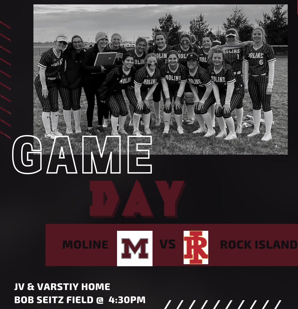 MolineSoftball's tweet photo. Beautiful day for some softball 🥎☀️     Facing our conference rivals, Rock Island Rocks, this afternoon at Bob Seitz field. Come out and support you Maroons! 🥎‼️😤 #SetTheTone #AllGasNoBrakes https://t.co/i9wsnBj8a1