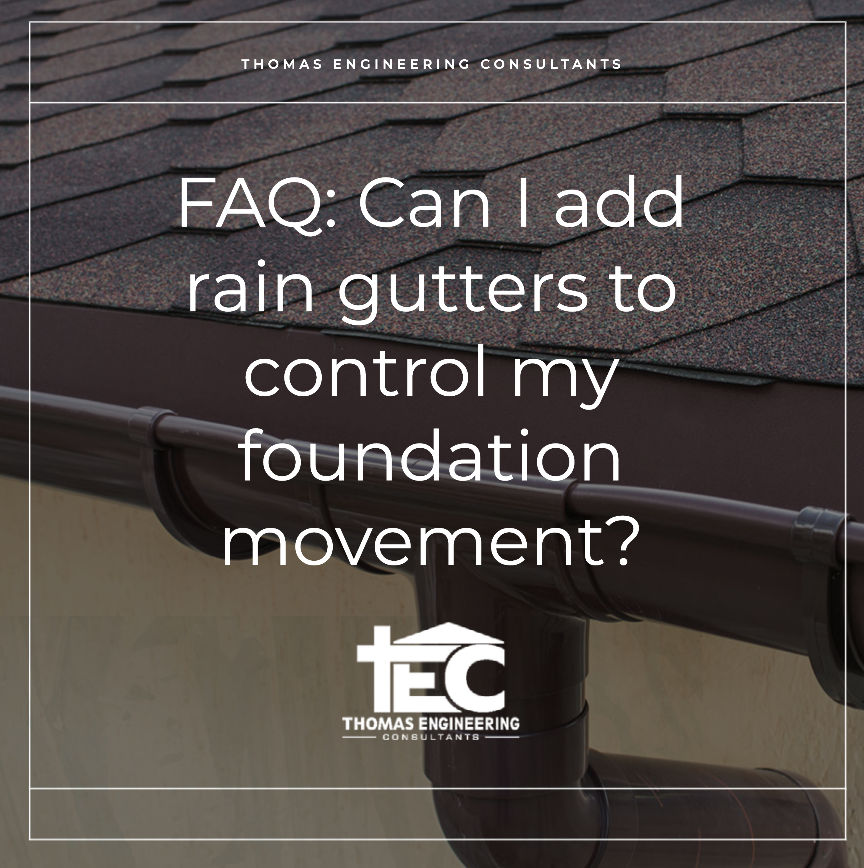 TEC_DFW's tweet photo. Adding rain gutters to your roof will prevent roof damage and help you control unwanted foundation movement. Ensure the downspouts deposit the water a couple of feet away from your foundation. Otherwise, it will affect the moisture content near your foundation. https://t.co/vNlesMhdFP