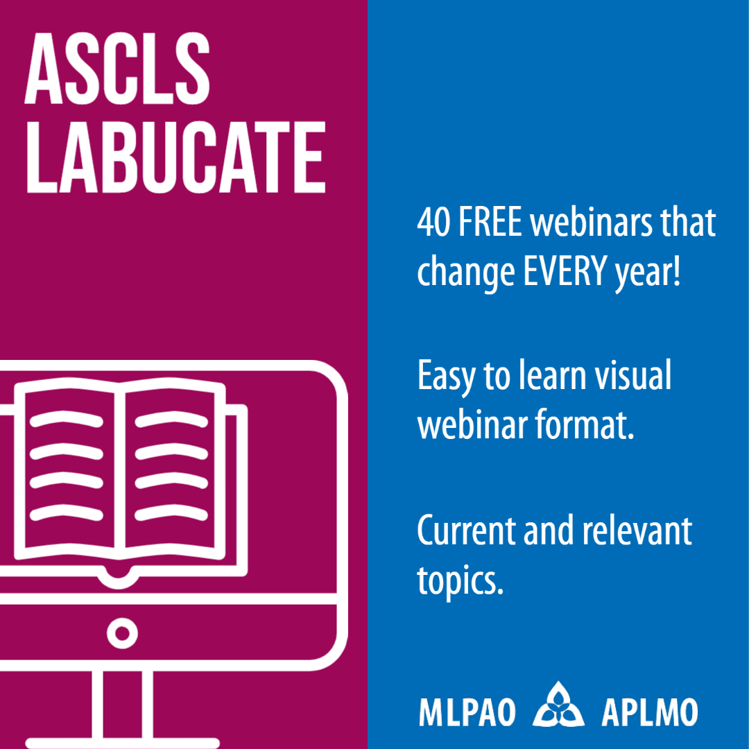 You're going to LOVE our new CE through ASCLS Labucate! 
Send us an email at mlpao@mlpao.org for your sign up link🎓 More details at ow.ly/Jz8y50Nt591