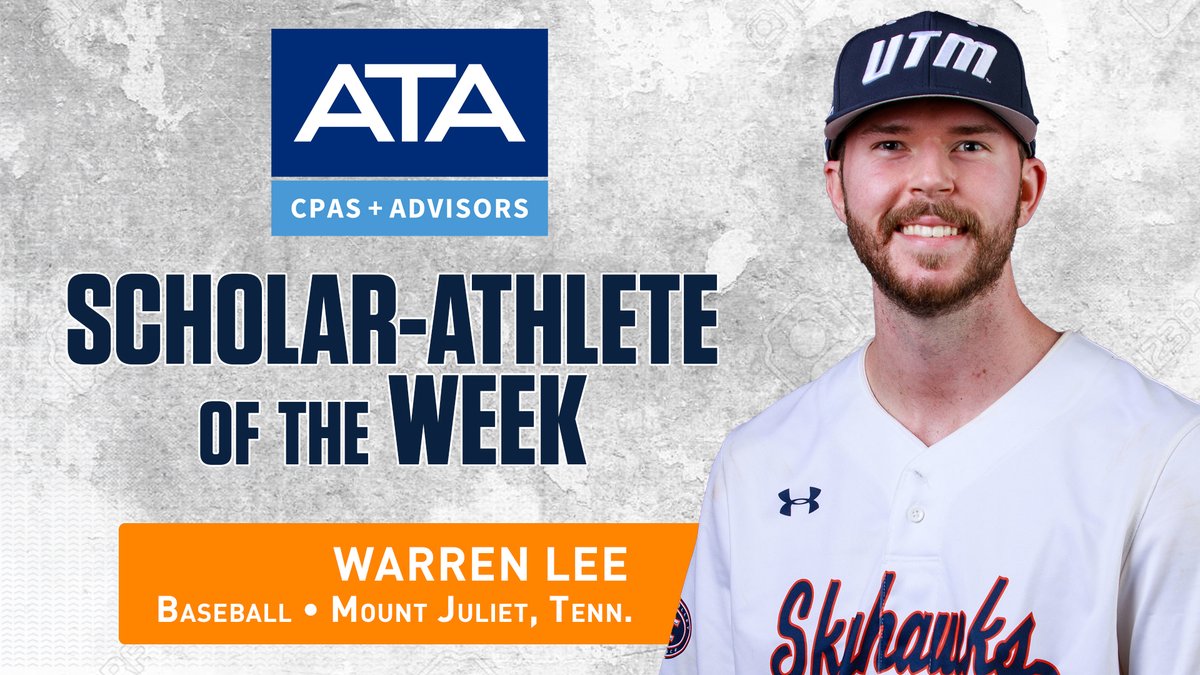 ETHAN_RECLAIM's tweet photo. Congratulations to the ATA CPA's &amp; Advisors Scholar-Athlete of the Week: Warren Lee from @UTMBase!

🟠 Class: Redshirt Junior
🟠 Hometown: Mount Juliet, Tenn.
🟠 Major: Chemistry https://t.co/7DDsDpPwXP
