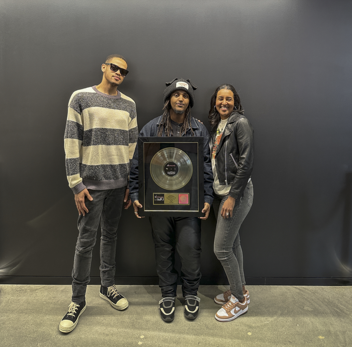 NVGLLC's tweet photo. Love supporting independent artists. Eden stopped by to hang out with @a2im and @joonyoftv. Congratulations to @joonyoftv and @brentfaiyaz for going gold! There are quite a few team members that have Wasteland on repeat 😊 https://t.co/qMLPxykwPw