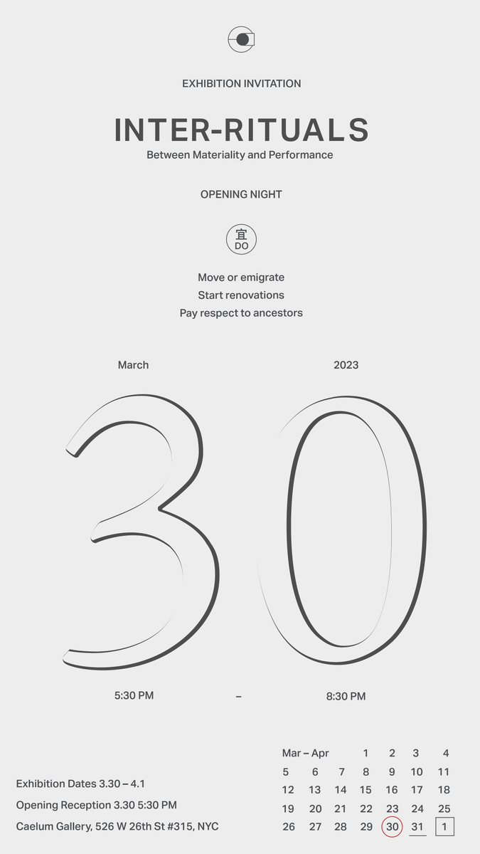 TONIGHT! What makes a ritual and what makes something ritualistic? The exhibition curated by Jin Wang brings together works by three Chinese female artists working in the US, Kun Hong, Yin Zhang, and Yinglun Zhang.
eventbrite.com/e/inter-ritual…