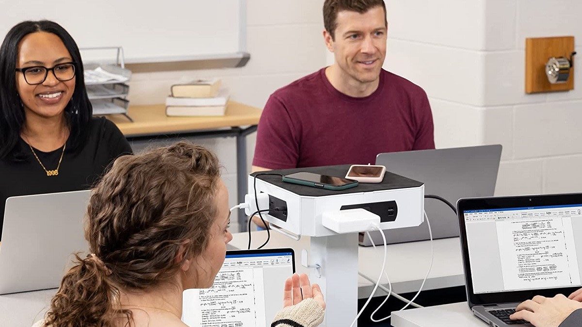 StandSteady's tweet photo. Meet the PowerPro, an innovative #charging station with 360° outlet access for any school, business, or event! This power tower charges 16 devices at once, keeps cords off the floor, and roles with ease. 

Bring centralized charging to your organization: https://t.co/Y3ZTPMqvri https://t.co/vnRdBruZ9G