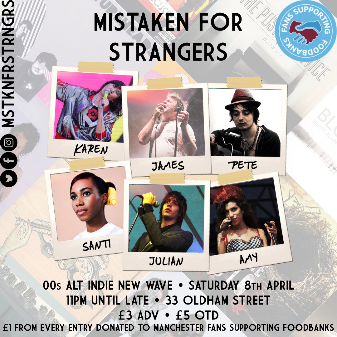 Celebrate Easter weekend in sleazy style as @mstknfrstrngrs heads to 33 Oldham St on Sat 8 April! Tickets just £3, supporting @SFoodbanks. 🎟️ - wegottickets.com/event/575790