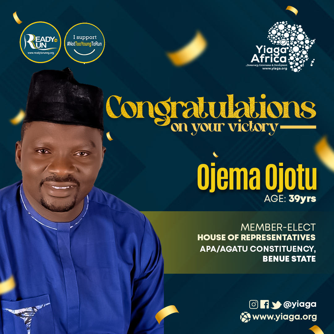YIAGA's tweet photo. We continue to celebrate our participants from the #ReadyToRunNG and #TheConvergence who have emerged as legislators-elect in the just-concluded elections. Your victories gives hope not just to your constituents but also to all young Nigerians everywhere.

#NotTooYoungToRun https://t.co/uhlr9AJghK