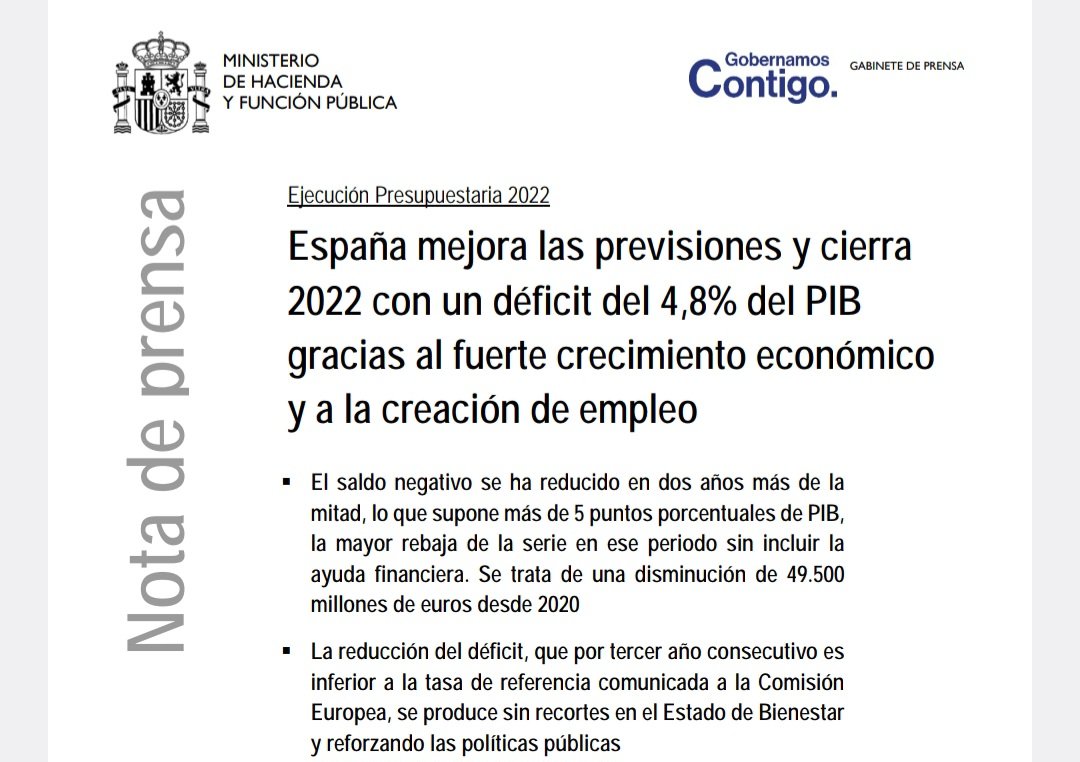 Hemos vuelto a cumplir el objetivo de déficit público que comprometimos con la Comisión Europea. España es ahora un país fiable que ha demostrado que es compatible reducir el déficit y fortalecer el Estado de Bienestar. hacienda.gob.es/Documentacion/…