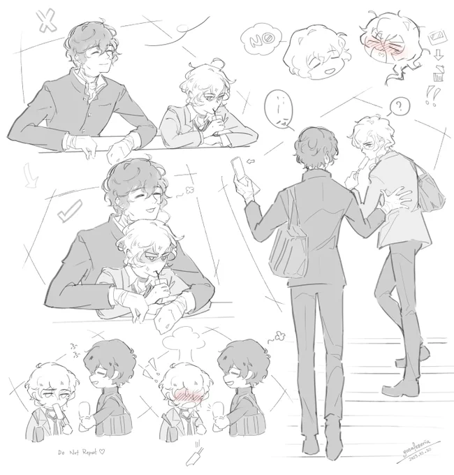 doodle practice with student skk (2 of ?)
I wonder what Dazai showed to Chuuya... 🤔🫢🤭

结果这个摸鱼系列真的有part 2哈哈哈学生au真的画得好开心啊,可以无忧无虑在一起玩闹🥺

#soukoku #双黑 #太中 