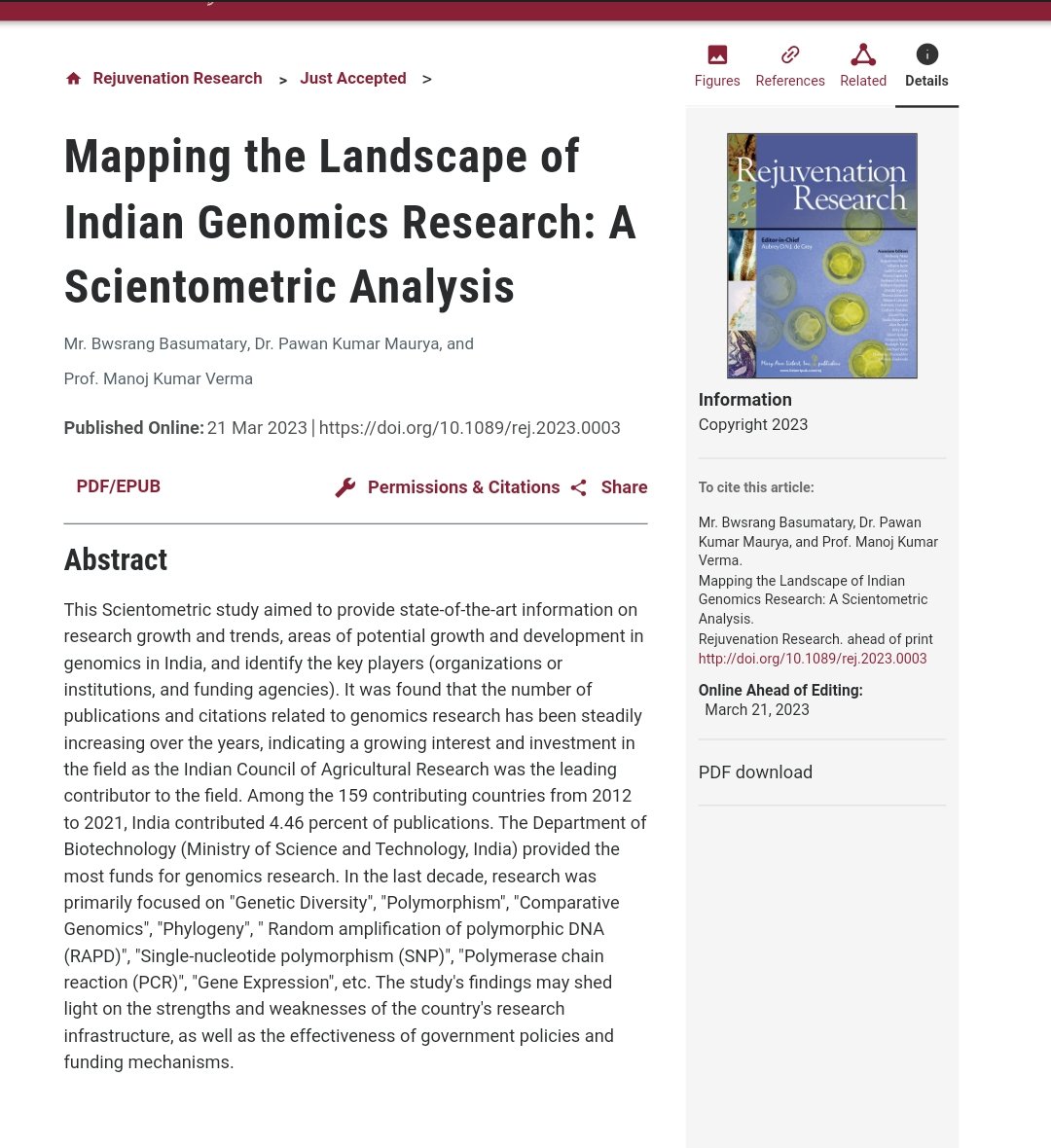 bwsrang's tweet photo. Read our latest article published in  the journal #Rejuvenation_Research (Scopus CiteScore 5.6) 
https://t.co/Lfc1Qbc4NW https://t.co/9thCrLHKCc
