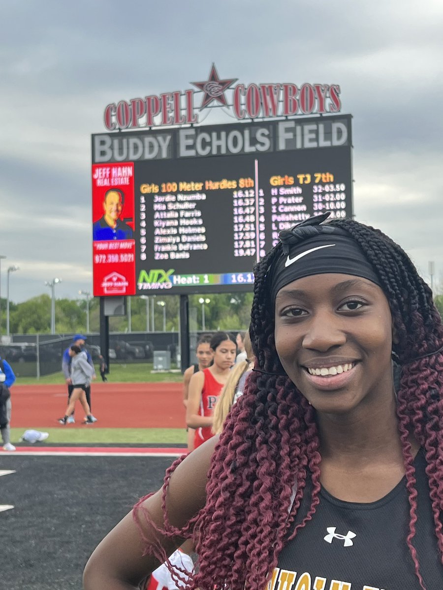 TheTrailGAth's tweet photo. Congrats to our 100m hurdles champion Jordie!!  She won the 8th grade girls race in the Meet of Champions with a time of 16.12. She also broke the school record for the second time! W2G Jordie!!! @CTMSBulldogs @NISDAthletics https://t.co/LUHJ0xdu20