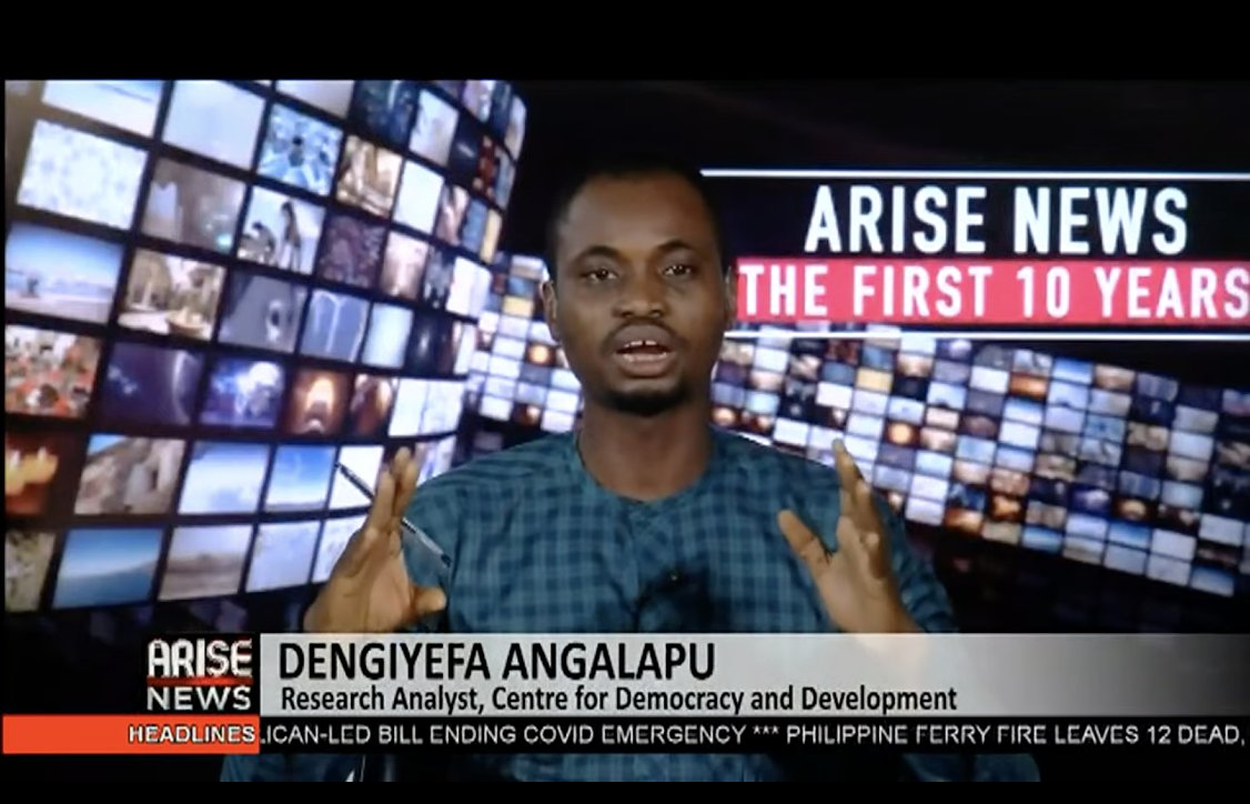 CDDWestAfrica's tweet photo. #HappeningNow Research Analyst @Greatdengis goes over the CDD's post-election report on @ARISEtv 

You can also read the report cited on our website here --> https://t.co/Vgfyw0AWdg https://t.co/nMPTIWCMZg