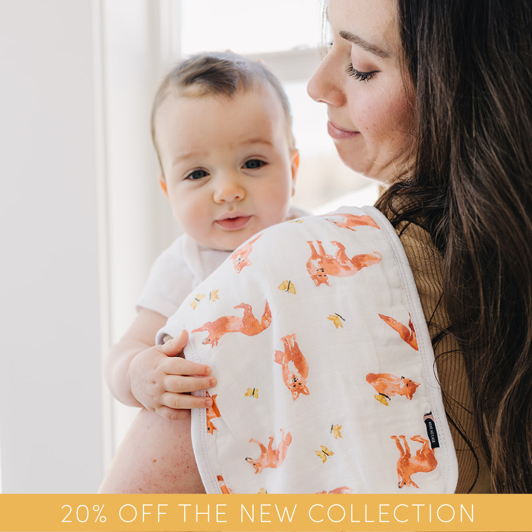 bebeaulait's tweet photo. For a (very) limited time, enjoy 20% OFF our newest collection! Fox Tales | Hand-painted watercolored foxes run, leap, observe, and snuggle down for a nap with their friend, the butterfly. These gender-neutral colors are perfect for all nurseries and surround baby with the rich, https://t.co/wZD3ca4tHd
