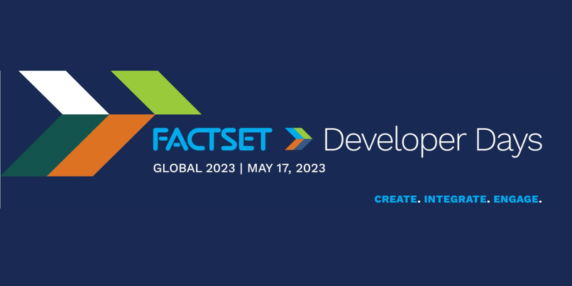 FactSet's tweet photo. We are launching FactSet Developer Days! We invite financial investment developers, technologists, partners, and academics to join this invigorating day of spotlight talks, fireside chats, and interactive workshops. 

Register via: https://t.co/PdIYphfNDH  

#factsetdevdays #developwithfactset