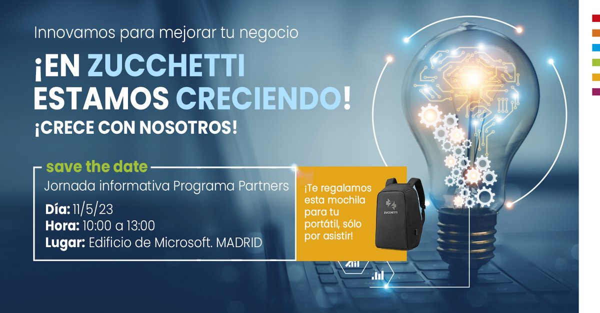 ZucchettiSpain's tweet photo. 📣En Zucchetti estamos creciendo
#facturación ➡20M€
#innovación ➡2M€
#clientes ➡4000 empresas
#solucionesTI➡ ERP RRHH TPV Nómina ControlAccesos GestiónAsesorías..

JORNADA INFORMATIVA
Programa Certificación Partners #ZucchettiSpain
👉https://t.co/OqPyp21lnd ¡Aforo limitado! https://t.co/gZWsVptngw