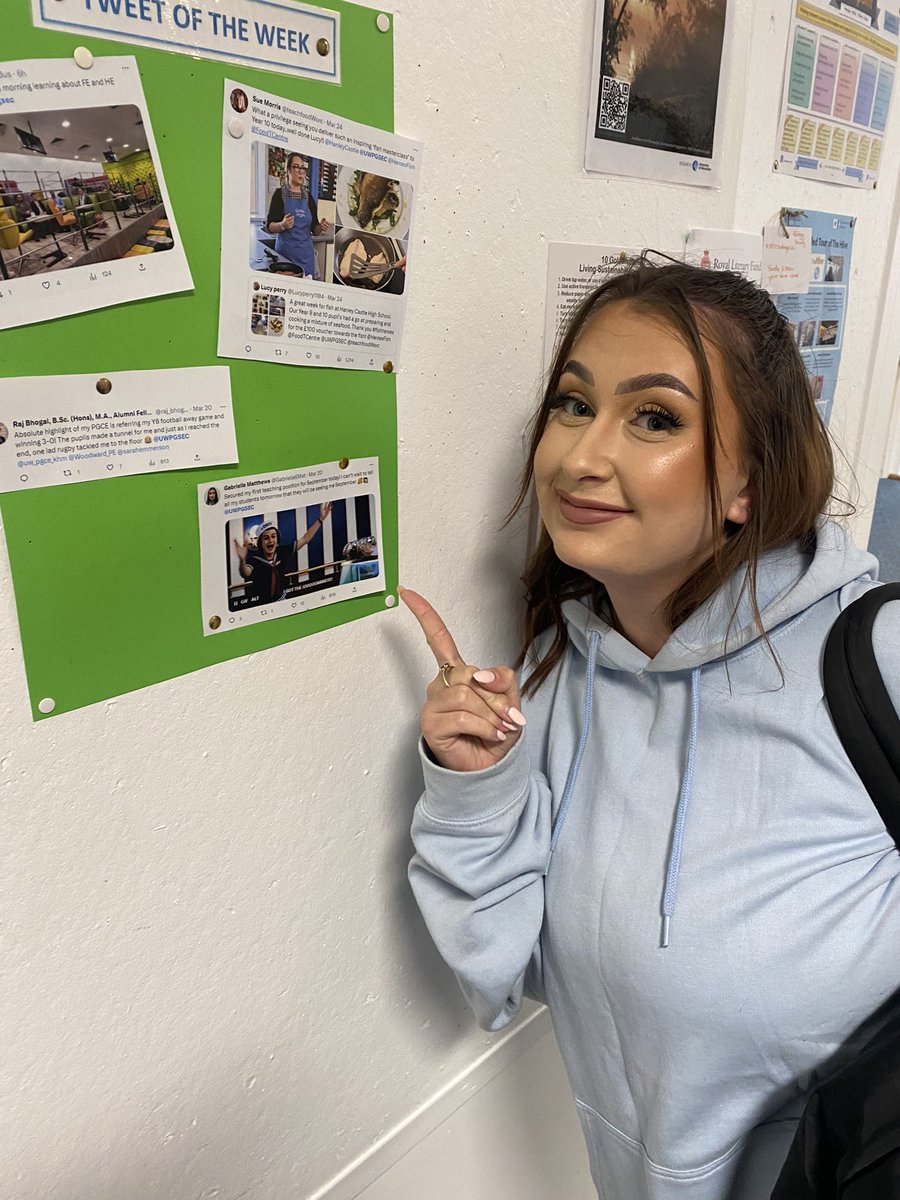 I love coming back to uni to make sure i’ve made it on the tweet of the week board 🌟<a href="/UWPGSEC/">University of Worcester - PGCE Secondary course</a>
