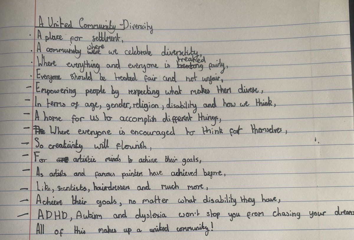 chocpud85's tweet photo. You know you are doing the right thing with DEIB work when it is felt by the staff and the children. 
When a teacher brings a child to me who can write about anything they want and they chose to writing about diversity in our school, it made me smile. #DEIB #BHTP https://t.co/eu7JkCXhLo