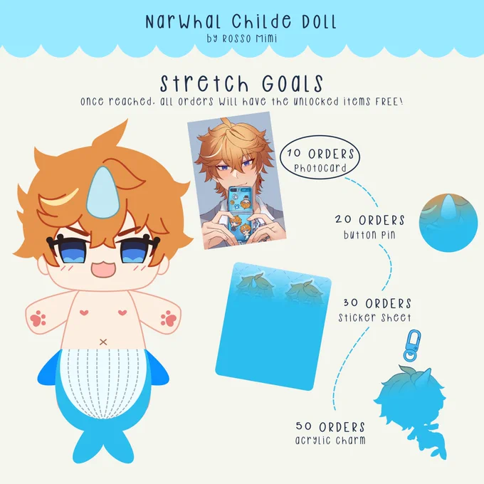 1st stretch goal achieved!! Preorder period is EXTENDED until stocks last but the dolls production will start soon!

#Tartaglia #Childe https://t.co/h1ypskcd0S 