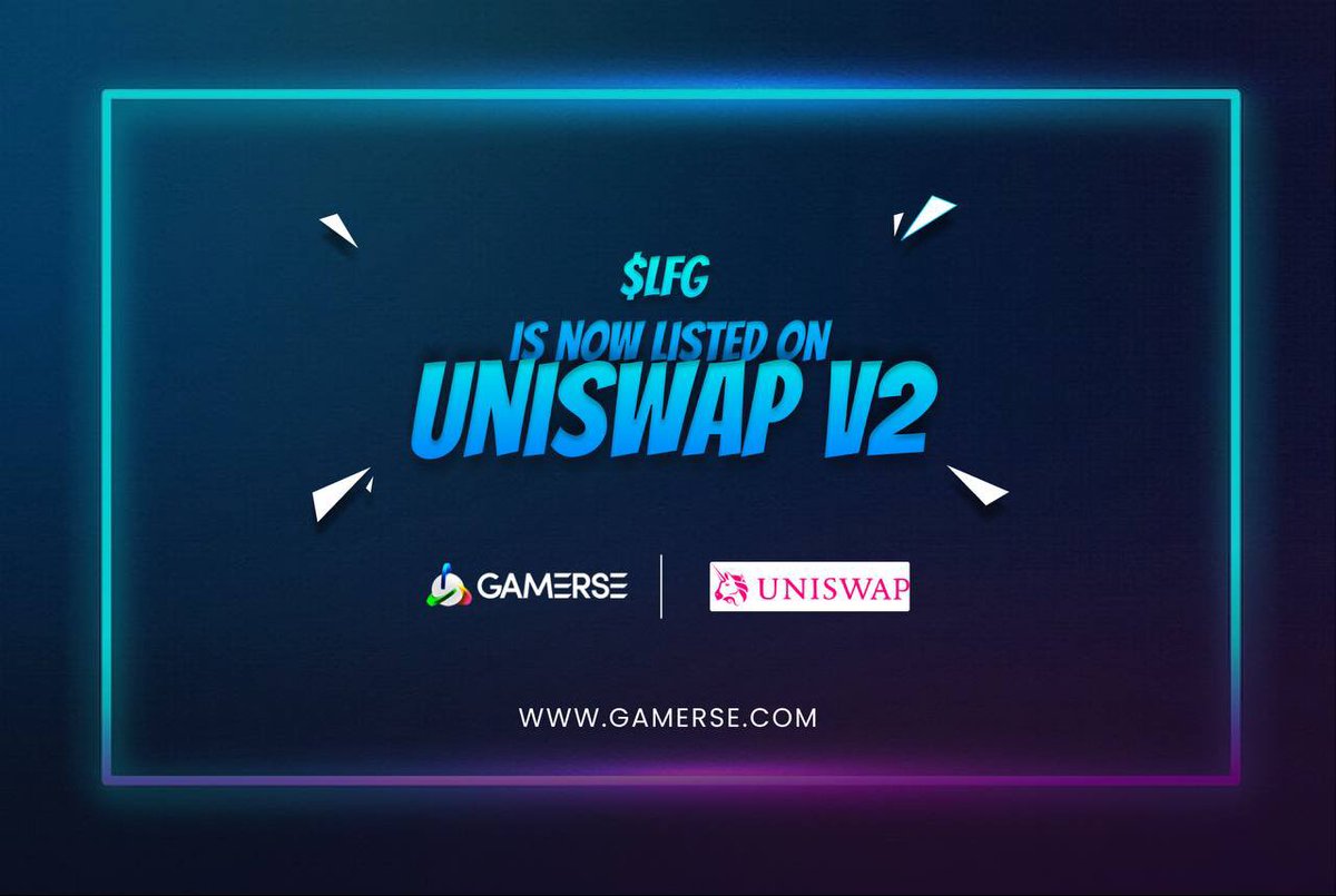 🚨DEX Listing Announcement!🚨

Gamerse’s $LFG is now listed on UniSwap V2!🦄

$LFG Ethereum contract address: 0x969786c4A8884013d1c9fF18dCCA2aeDbbBfAa8F

Happy trading Gamers!👾💰

#LFG #Eth #Ethereum #Uniswap