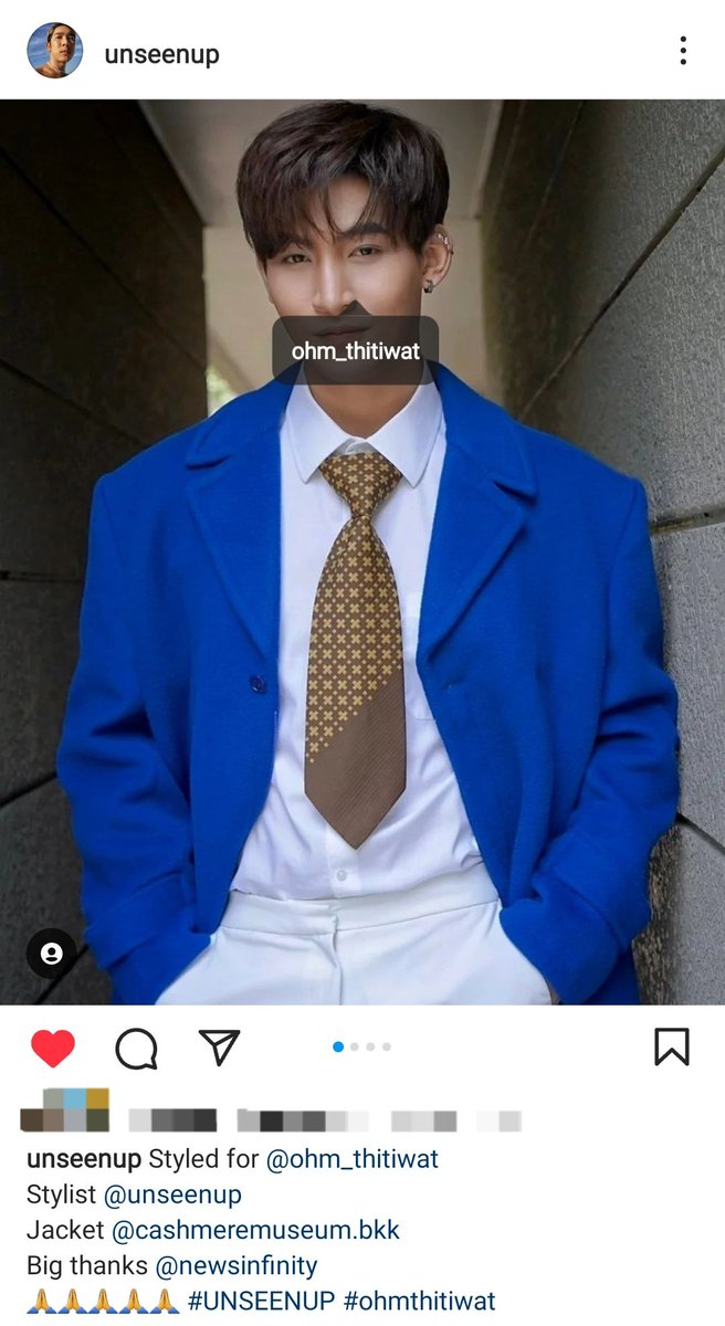 unseenup: Styled for @.ohm_thitiwat 
Stylist @.unseenup 
Jacket @.cashmeremuseum.bkk 
Big thanks @.newsinfinity 
🙏🙏🙏🙏🙏 #UNSEENUP #ohmthitiwat 

🔗 instagram.com/p/Cqaed7QrdjJ/…

#LMMA2022 #LMMA2022xOhmThitiwat 
#โอห์มไง