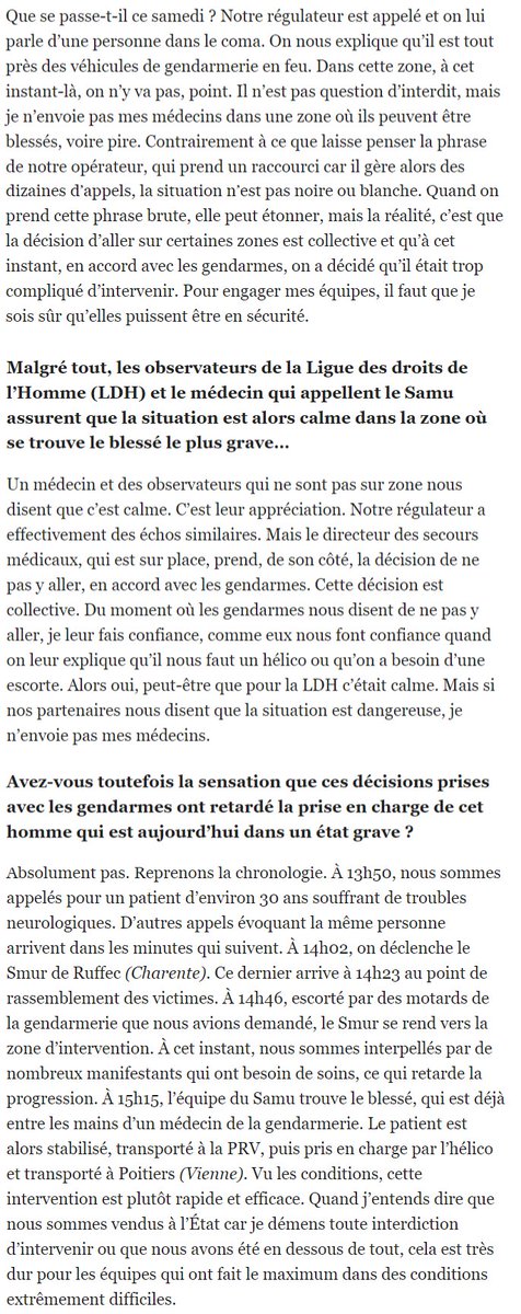 legeniehumain's tweet image. Concernant le blessé lié à l&apos;enregistrement de la LDH, le chef du Samu dévoile la chronologie des événements : 
- 13h50 : premier appel
- 14h02 : l&apos;ambulance part
- 14h23 : l&apos;ambulance arrive sur le lieu de la manif
- 14h46 : elle se déplace sous escorte vers le blessé, mais elle…