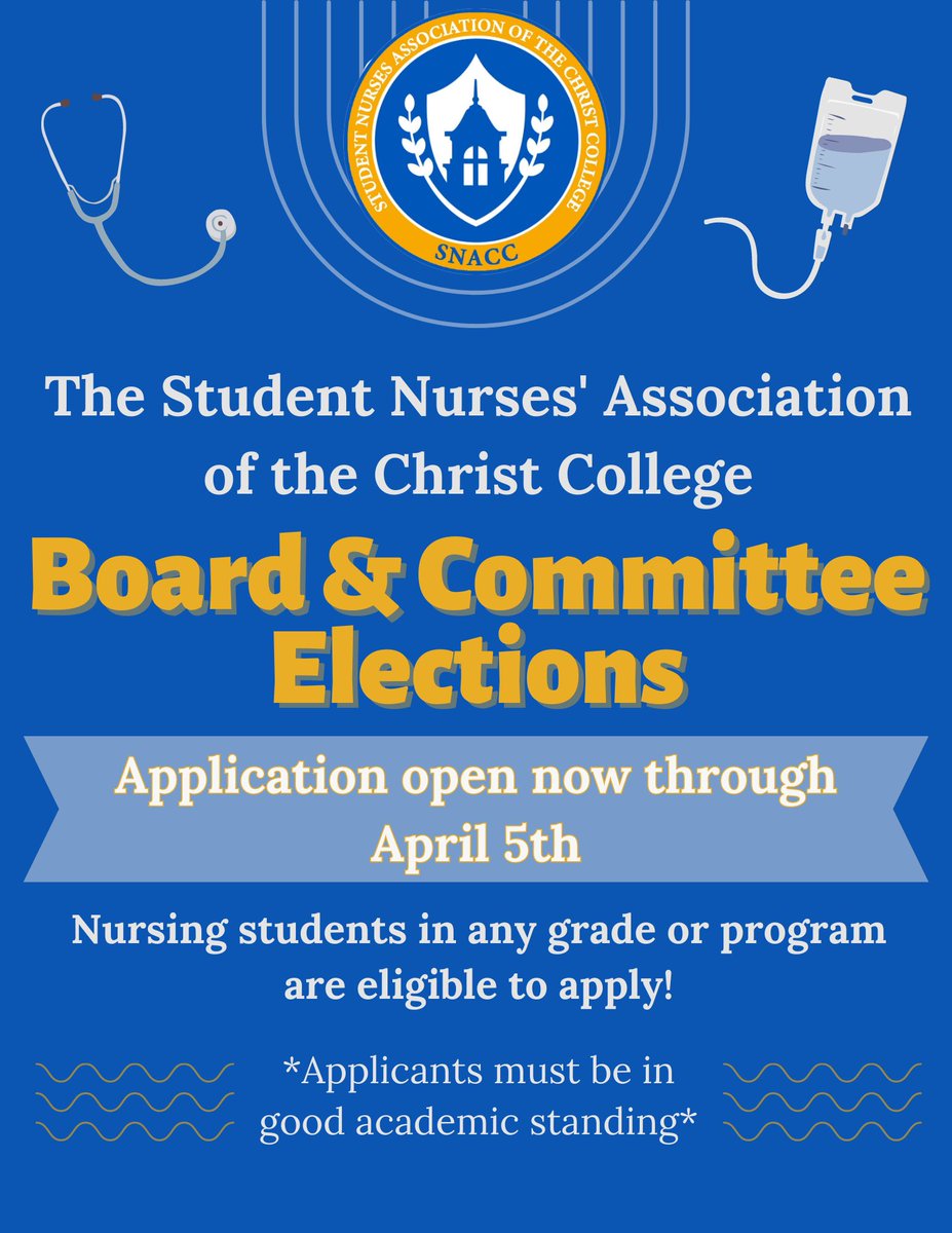 It’s time for the SNACC Board Member Elections for the 2023-2024 school year!💙This is a great opportunity for anyone who wants to get involved with the college and make a difference!

Follow this link to apply! forms.office.com/Pages/Response…