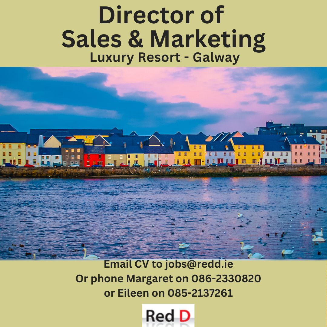 Red D are recruiting an inspiring, innovative, and passionate Director of Sales & Marketing to join a 5* Luxury Hotel in the West of Ireland.

Apply here: lnkd.in/enEx2rQK

#directorofsalesandmarketing #salesandmarketingjobs #sales #marketing #salesjobs #marketingjobs…