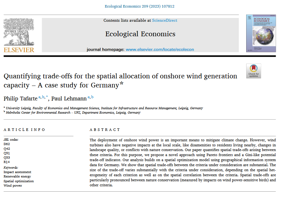pleh_mann's tweet photo. Publication alert: In a new #MultiplEE paper out today in Ecological Economics, we analyze spatial sustainability trade-offs related to wind power deployment in Germany. 1/4
Free download: https://t.co/fY3JEIdZ4l https://t.co/MFwBU3Uo17