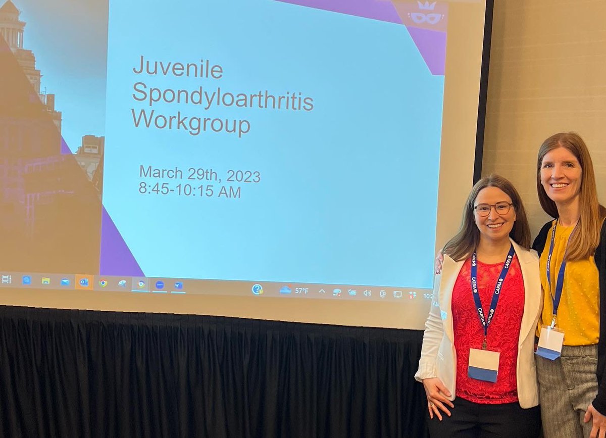 Thank you to everyone who joined yesterday’s Juvenile Spondyloarthritis Workgroup at #CARRA2023. 

We had some great discussion and accomplished a lot. Keep an 👀 out for our upcoming survey on enthesitis practices.  

#PedsRheum #kidsgetarthritistoo #spondyloarthritis