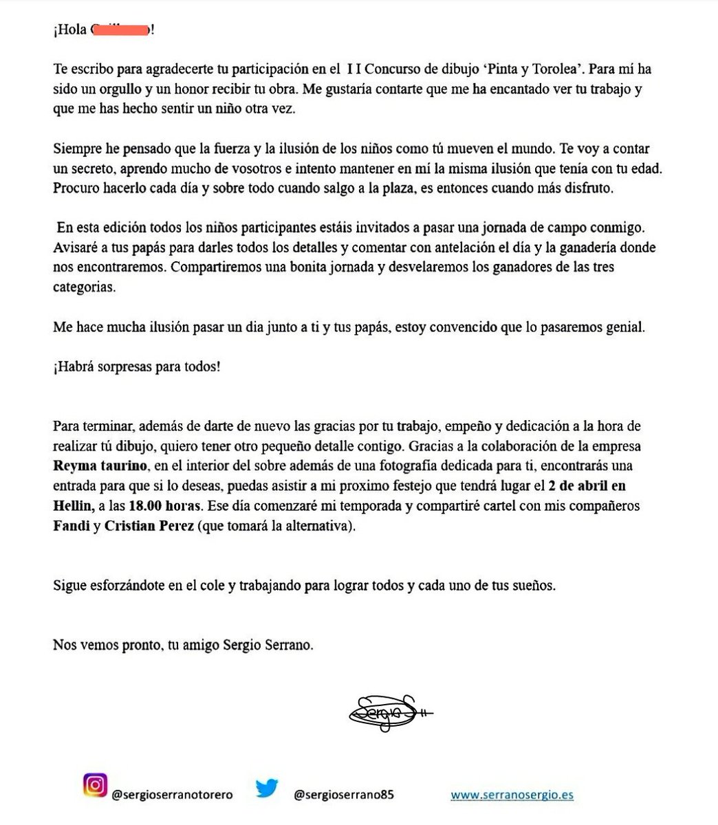 Muy Feliz d poder comunicaros q gracias a la colaboración de <a href="/reymataurino/">REYMA Taurino</a> , los + d 60 niños que han participado en el II Concurso de dibujo taurino infantil "Pinta y Torolea" tendrán la oportunidad de poder asistir totalmente gratis a la corrida d toros de el domingo en Hellin