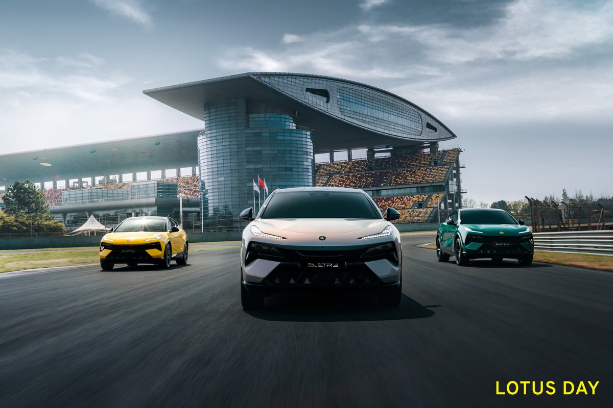 lotuscars's tweet photo. A year after Eletre’s London reveal, our first customers collected the Hyper SUV at a special celebration at the Shanghai F1 circuit. Lotus founder’s son, Clive Chapman, and F1 champ Jenson Button joined the event as a series of 75th anniversary celebrations get underway. https://t.co/7TORualSvN