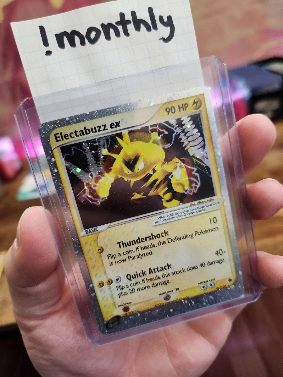 PA1NTS's tweet photo. Giving away this Ruby &amp; Sapphire Electabuzz EX this month! Follow https://t.co/3v9KOi57lZ and support the channel to gain entries!! https://t.co/fv5TNfYsv7