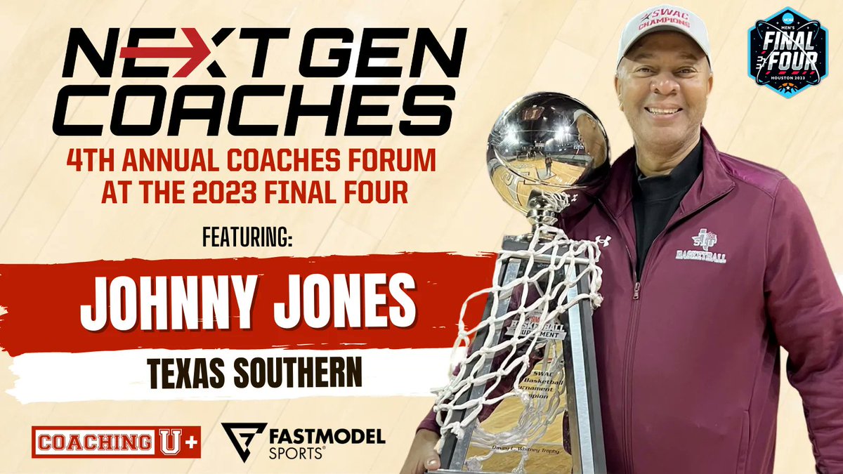 🚨Join us for the 2023 NextGen Coaches Forum featuring <a href="/CoachJohnnyJ12/">Johnny Jones</a>

🗓️: Sat, April 1st
⏰: 12:30 PM
📍: George R. Brown Convention Center Room 320A
🎟️: Free to <a href="/FMS_Software/">FastModel Sports Basketball Software</a> Users

Register NOW:
nextgen-coaches.com/2023

Presented by
<a href="/FastModel/">Fastmodel Sports</a> &amp; <a href="/Coaching_U/">Coaching U</a>