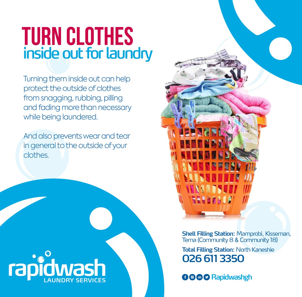 Rapidwashgh's tweet photo. Tip Thursday!!!
Tap into our daily dose of laundry knowledge!

Taking care of your clothes like no other😃💃

#rapidwashtrain #washmoreworryless #shellfillingstation #totalfillingstation #ghana #laundryservice #terrifictuesday #affordable #convenient #nearyou https://t.co/tY0mlR1mEk