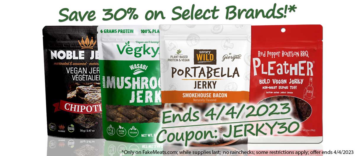 FakeMeats's tweet photo. Save 30% on select brands of #veganjerky Check out our newsletter for details #fakemeats #veganmeat #veganfood #veganprotein #plantbased https://t.co/iJsp9p7Cnq https://t.co/UPo3QhCovB