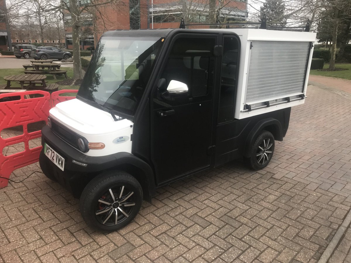 GoinGreenEV's tweet photo. Such a useful looking little electric  van. But how do we find out what it is? So many little independents go to the trouble an “EV” badge of some sort, but forget to state who they are. Not even a logo on the steering wheel… https://t.co/gcHsYY12Kd