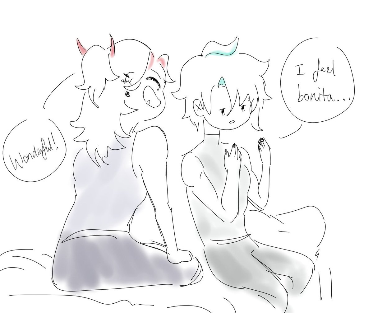 Blehbet2's tweet photo. a continuation of my modern boyband AU!!!!!
this time with a hc over itto doing alhaitham's nails so they can match!!!

#GenshinImpact #genshin #alhaitham #itto #aratakiitto (this can be interpreted as a ship but idk what to tag it as uuuuuhhhhhhh) #ittotham #alhaithamxitto https://t.co/llWFu1s5V4