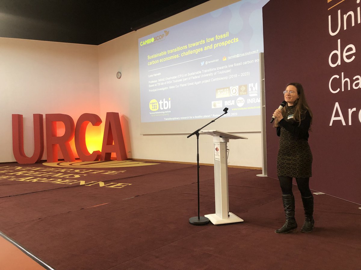 EXEBIO_PIA's tweet photo. First scientific session of the Symposium Transdisciplinary Research for a Healthy Planet @universitereims « Develop a circular economy for climate » with talks of B.Kurek @FARE_Reims @INRAE_Nancy, @romaindebref @laboRegards @hamelinlab @INRAE_Tlse @FardetTanguy @EcoledesPonts https://t.co/c3tm4iXhtv