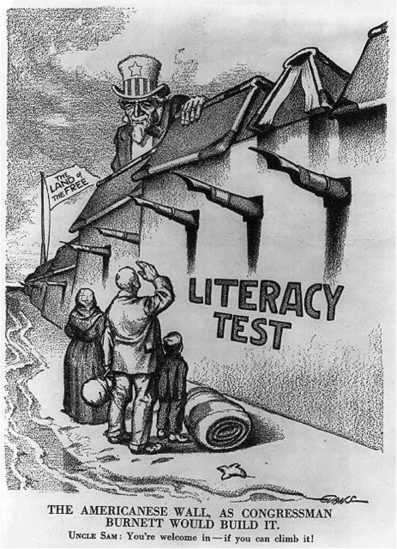 doctorow's tweet photo. I am a terrible graphic designer and can't draw a stick-figure, and yet, daily, I set myself the weird chore of illustrating highly abstract news stories, using public domain sources and CC work. 

Sometimes I nail it though, and feel indecently proud, like today's transformation of a 19th C editorial cartoon opposing literacy tests for immigrants into a 21st C editorial cartoon opposing the #RestrictAct's #TiktokBan and instead calling for sweeping privacy laws that apply to US and Chinese companies alike. 

https://t.co/1J5V1MmRzl